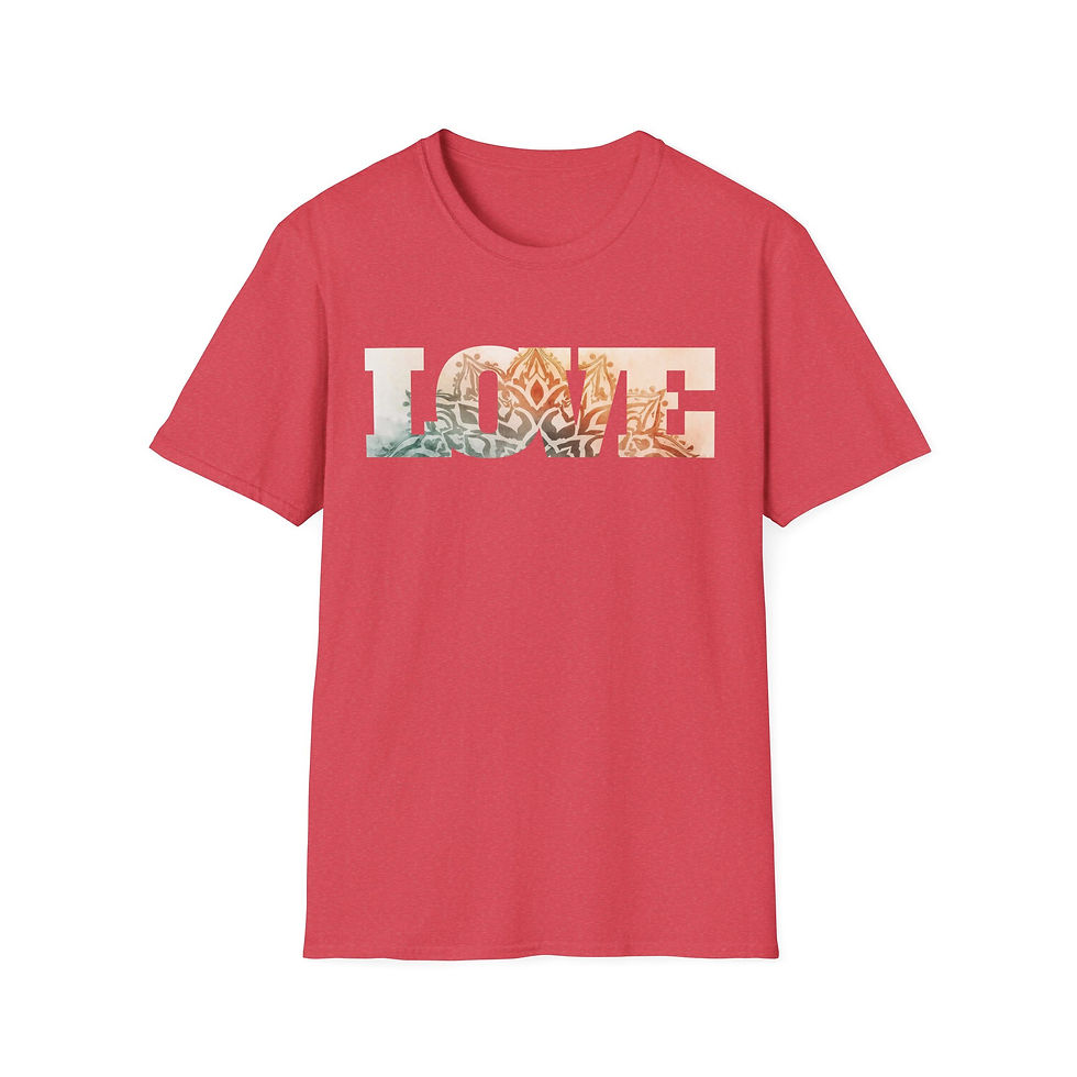 Thumbnail: Love Floral Cotton Unisex T‑Shirt Boho Bohemian Mantra Yoga LOVE Graphic Tee