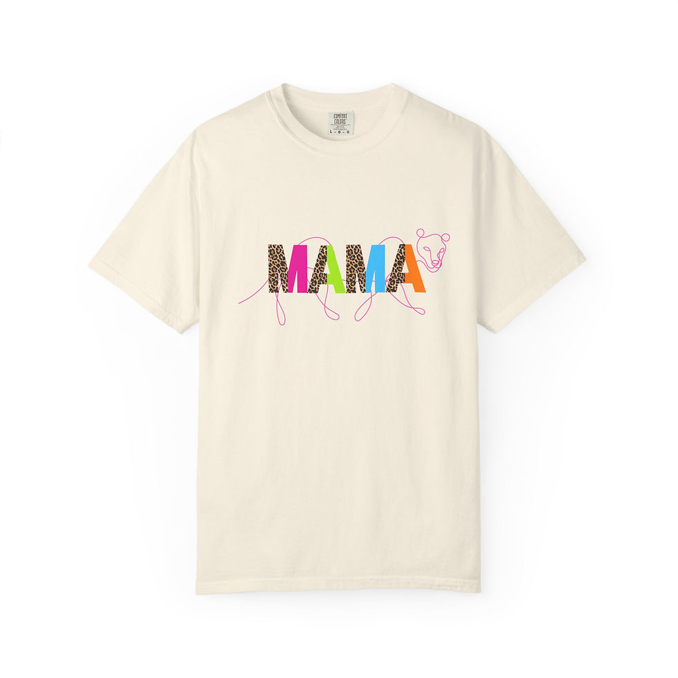 Thumbnail: neonMama Leopard Print T-Shirt — Women's 'MAMA' Graphic Tee, Gift for Mom