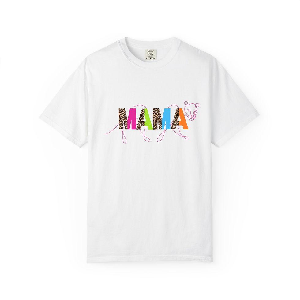 Thumbnail: neonMama Leopard Print T-Shirt — Women's 'MAMA' Graphic Tee, Gift for Mom