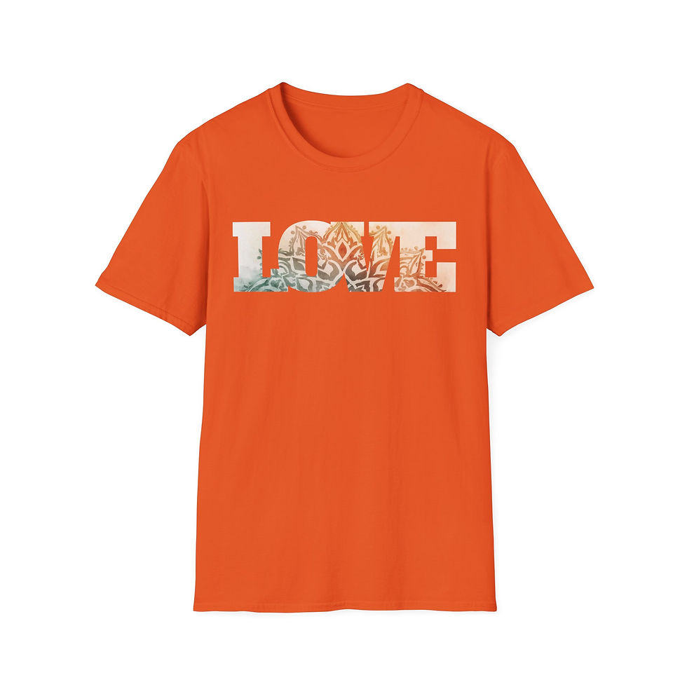 Thumbnail: Love Floral Cotton Unisex T‑Shirt Boho Bohemian Mantra Yoga LOVE Graphic Tee