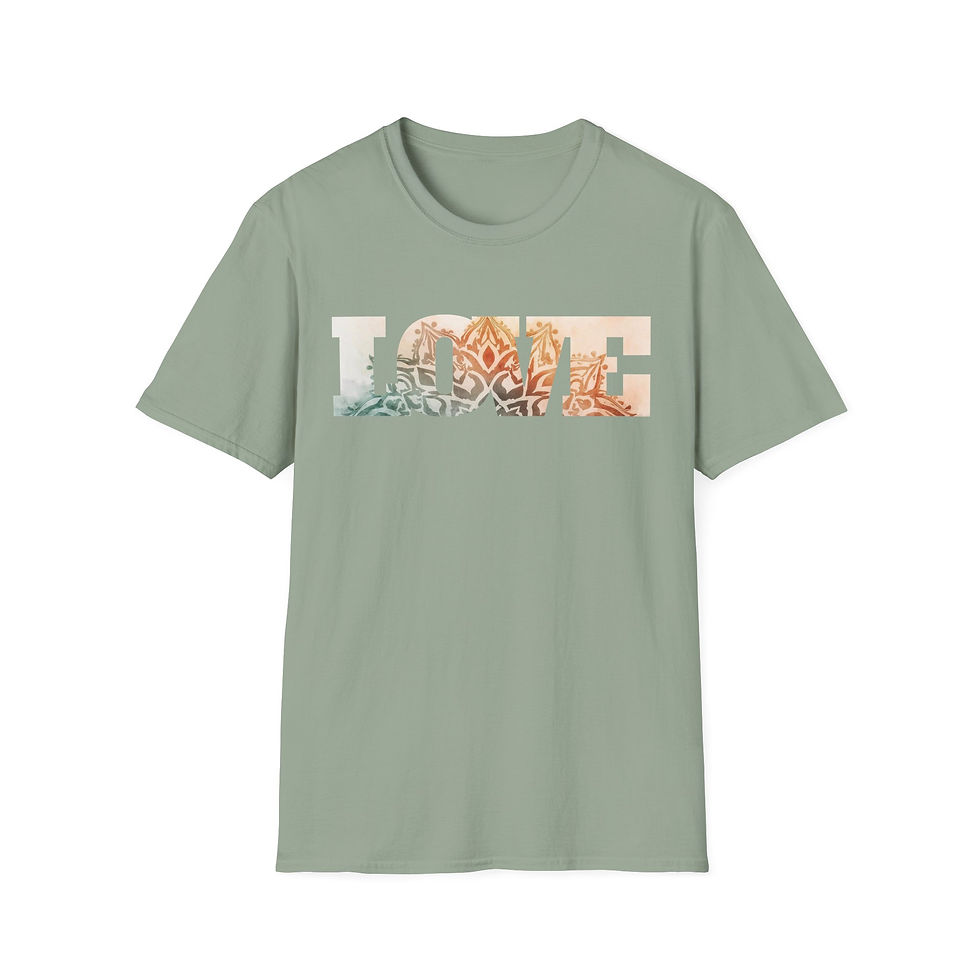 Thumbnail: Love Floral Cotton Unisex T‑Shirt Boho Bohemian Mantra Yoga LOVE Graphic Tee