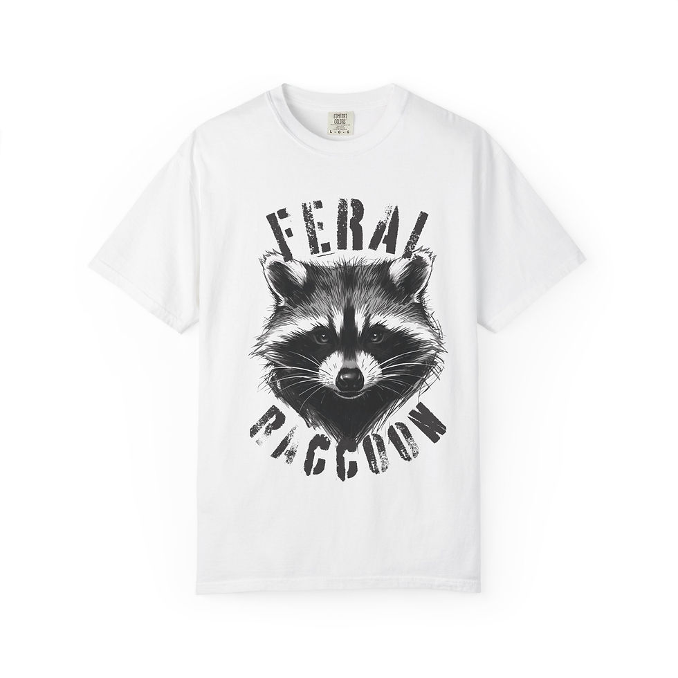 Thumbnail: Feral Raccoon Tattoo Style Print T-Shirt Unisex Graphic Gift for Meme Lovers