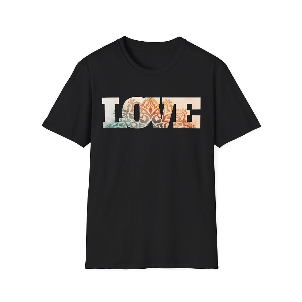 Thumbnail: Love Floral Cotton Unisex T‑Shirt Boho Bohemian Mantra Yoga LOVE Graphic Tee