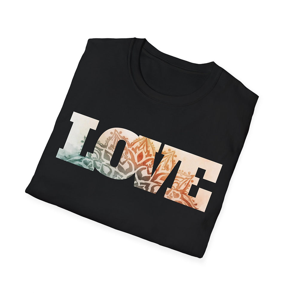 Thumbnail: Love Floral Cotton Unisex T‑Shirt Boho Bohemian Mantra Yoga LOVE Graphic Tee