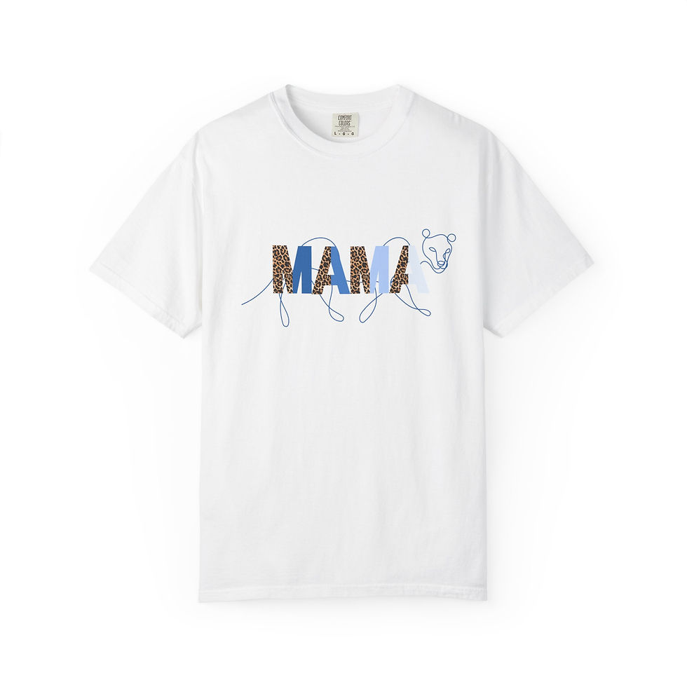Thumbnail:  Coral Mama Leopard Print T-Shirt — Women's 'MAMA' Graphic Tee, Gift for Mom