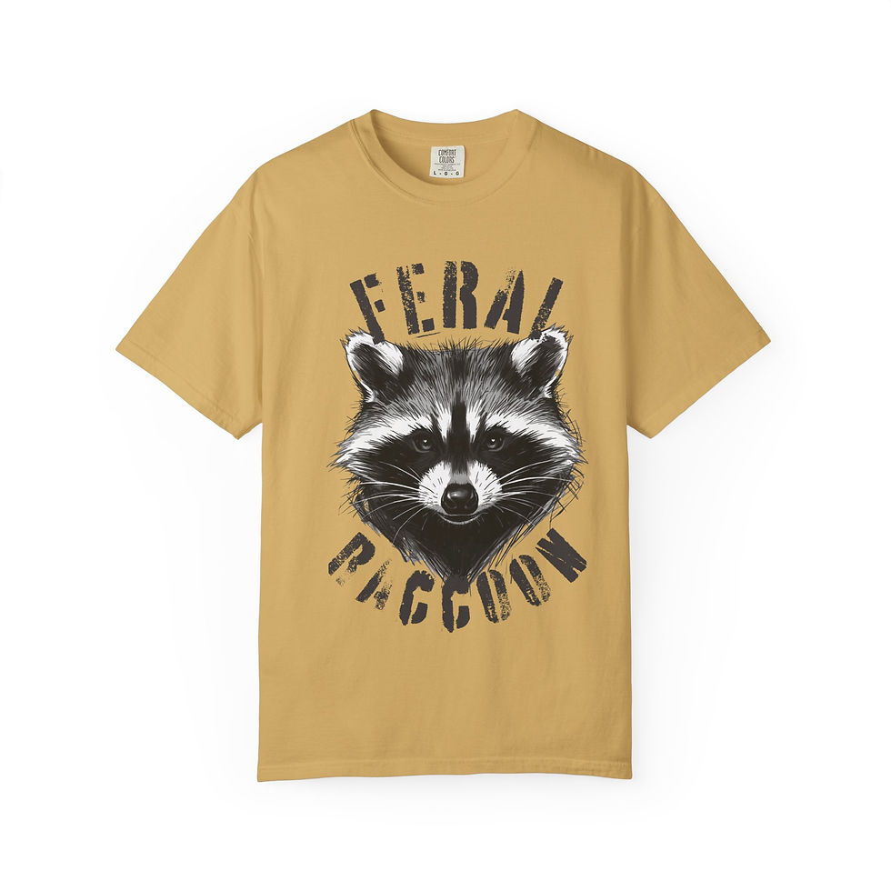 Thumbnail: Feral Raccoon Tattoo Style Print T-Shirt Unisex Graphic Gift for Meme Lovers
