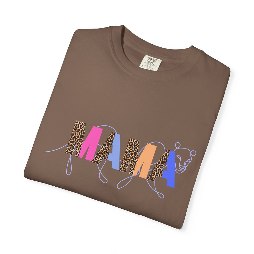 Thumbnail: Mama Leopard Print T-Shirt — Women's 'MAMA' Graphic Tee, Gift for Mom