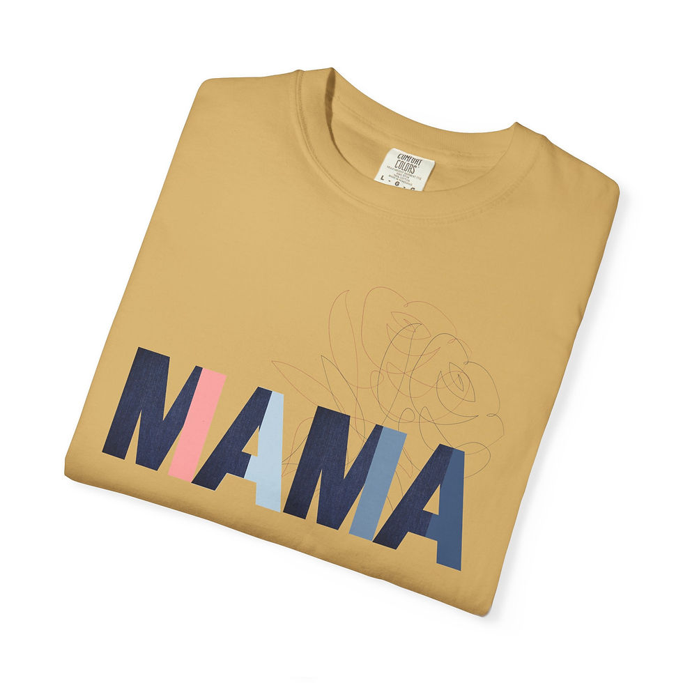 Thumbnail: Mama Blue Jean Flower Print T-Shirt Unisex 'MAMA' Graphic Gift for Moms Pet Moms