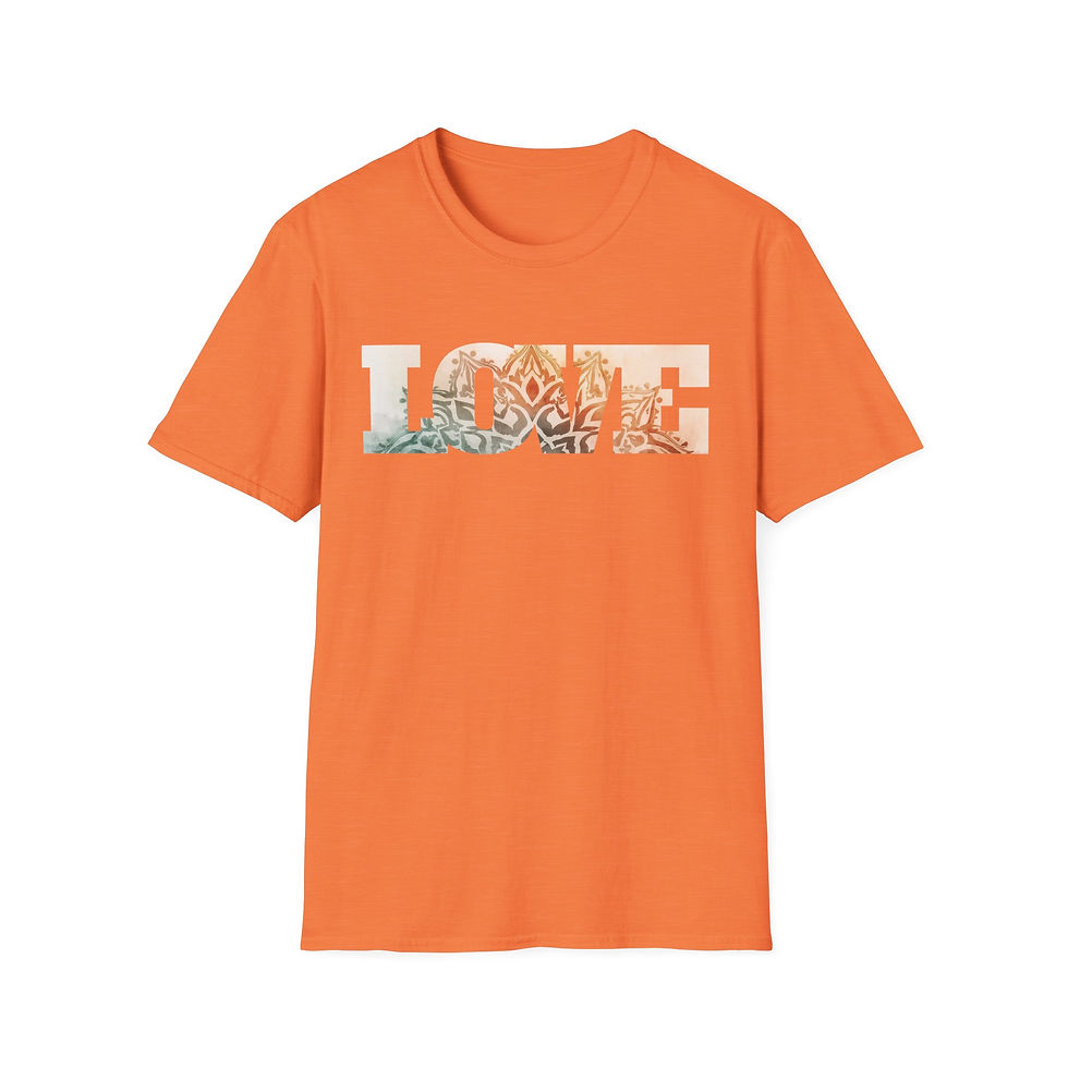 Thumbnail: Love Floral Cotton Unisex T‑Shirt Boho Bohemian Mantra Yoga LOVE Graphic Tee