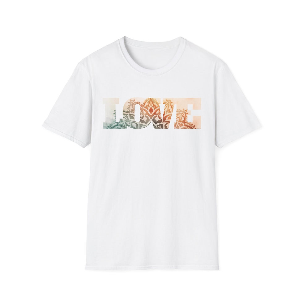 Thumbnail: Love Floral Cotton Unisex T‑Shirt Boho Bohemian Mantra Yoga LOVE Graphic Tee