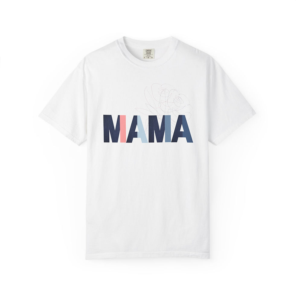 Thumbnail: Mama Blue Jean Flower Print T-Shirt Unisex 'MAMA' Graphic Gift for Moms Pet Moms