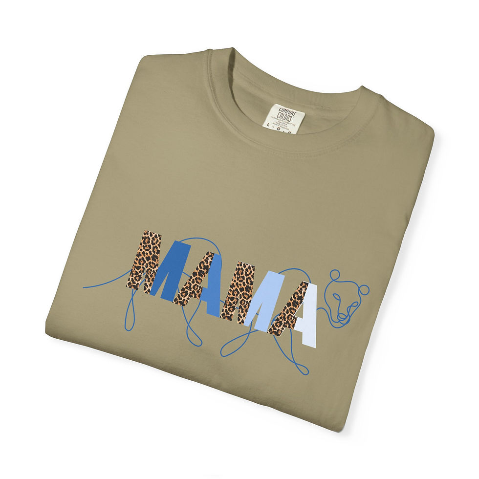 Thumbnail:  Coral Mama Leopard Print T-Shirt — Women's 'MAMA' Graphic Tee, Gift for Mom