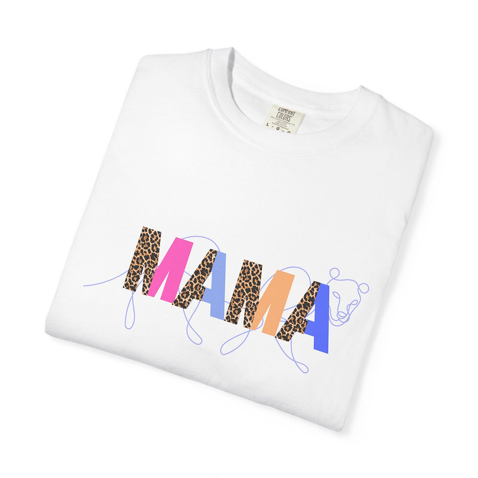 Thumbnail: Mama Leopard Print T-Shirt — Women's 'MAMA' Graphic Tee, Gift for Mom