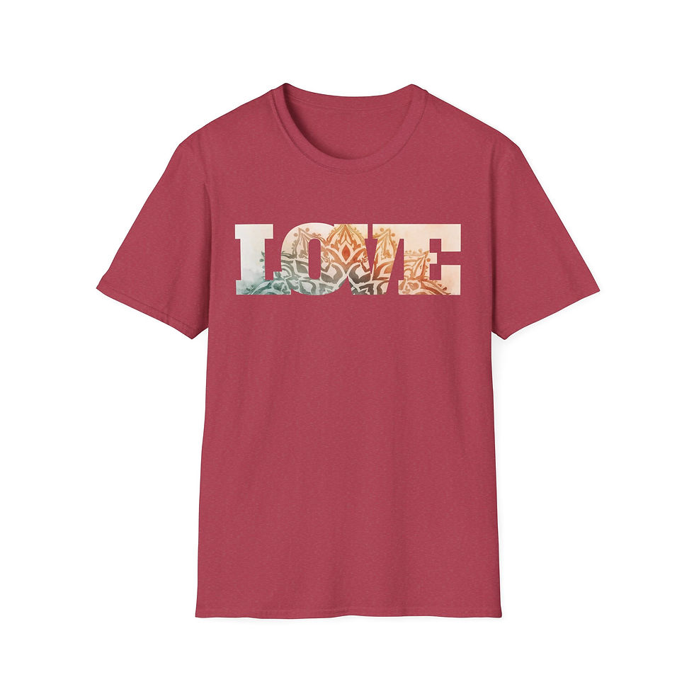 Thumbnail: Love Floral Cotton Unisex T‑Shirt Boho Bohemian Mantra Yoga LOVE Graphic Tee