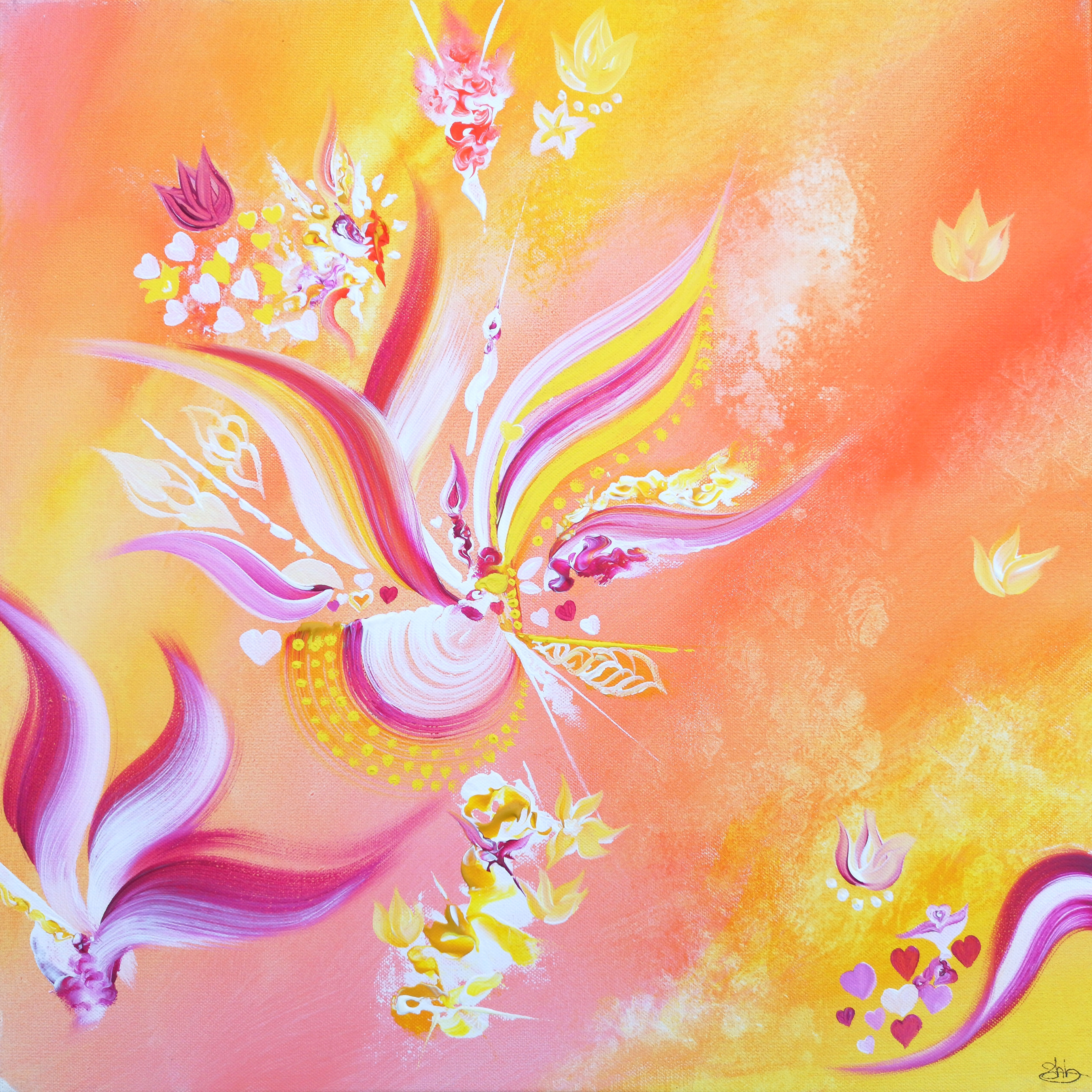 "Romance sucrée" - Acrylique sur toile 50 x 50 cm