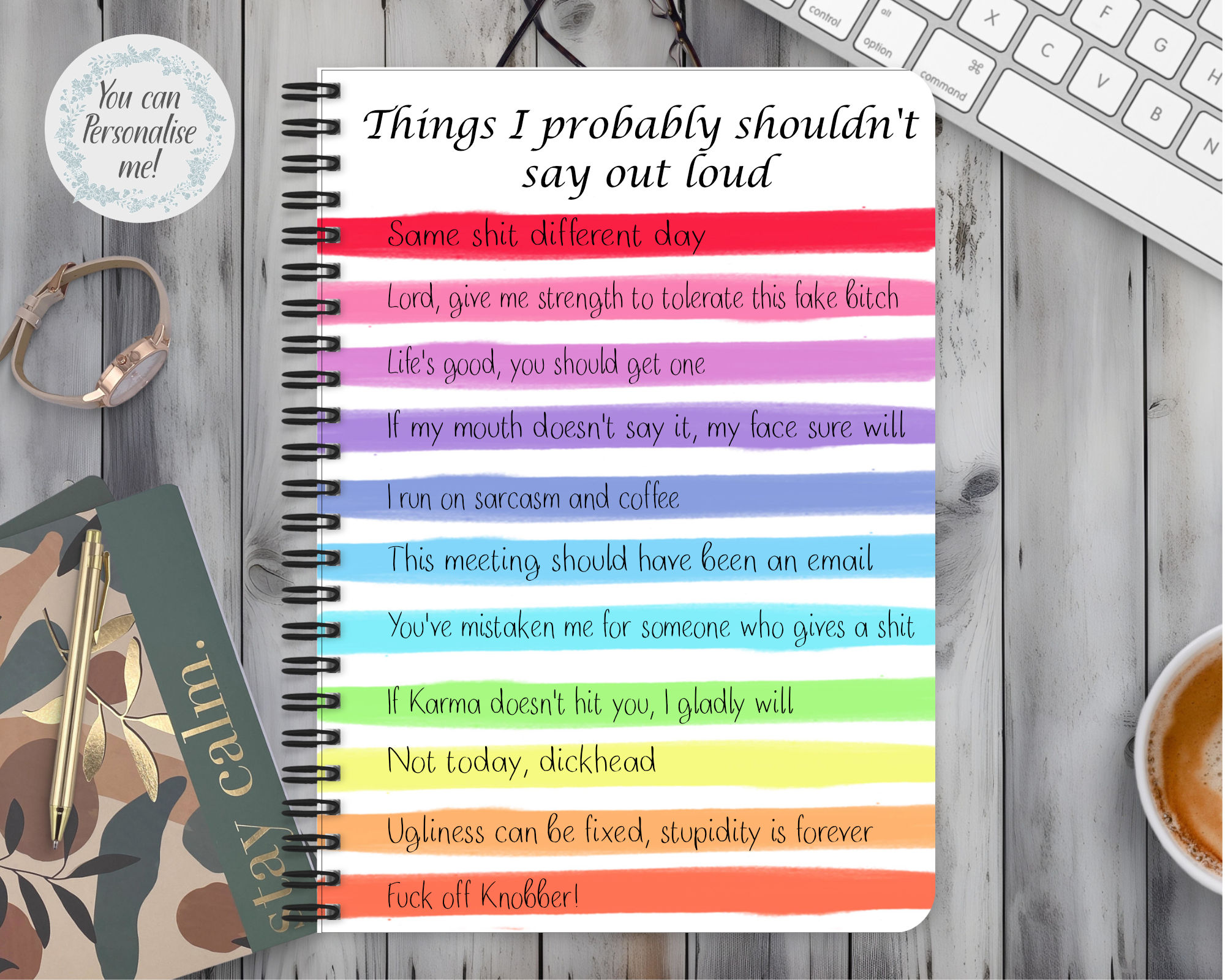 Sarcastic A5 Lined Notebook - Things I probably shouldn't say out loud