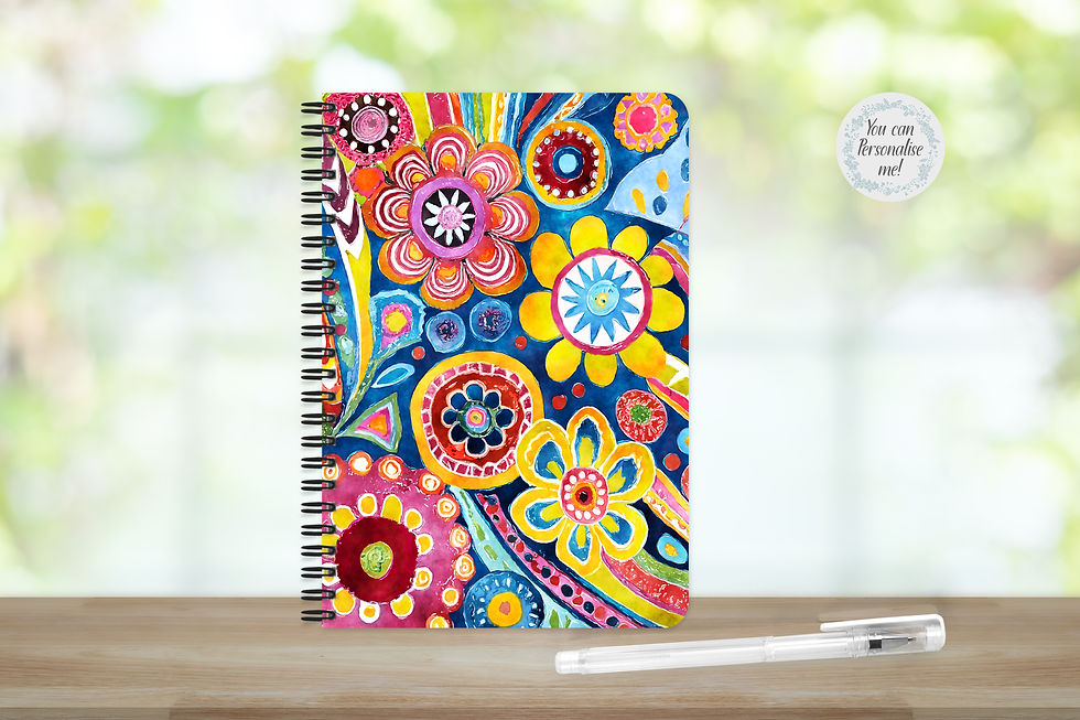 Thumbnail: Bright funky designs; A5 Lined Notebook