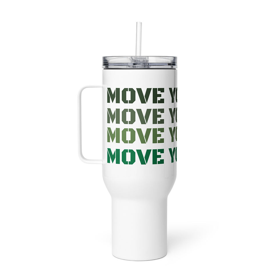 Miniatura: "MOVE YOUR FEET" Ordered Green Travel mug with a handle