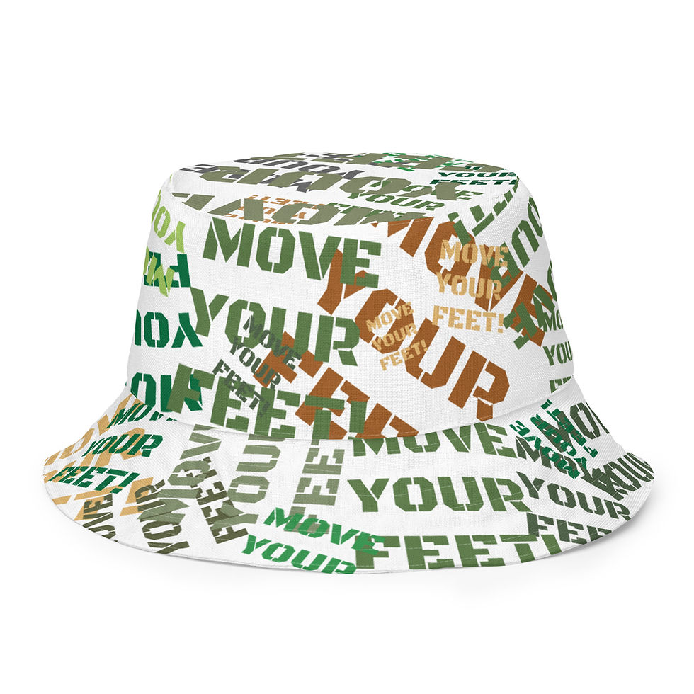 थंबनेल: "MOVE YOUR FEET" Chaotic Reversible bucket hat