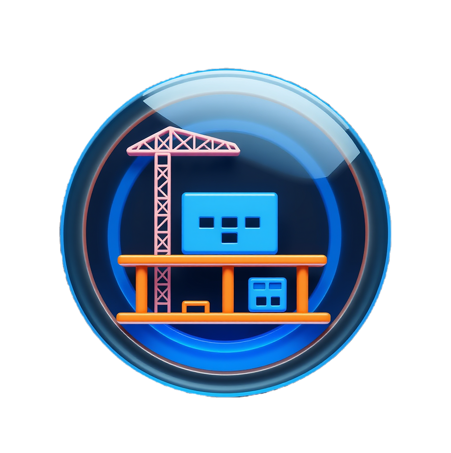 Create a 3D website under constructin icon with blue colour.png