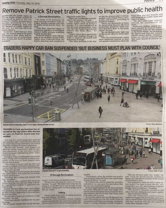 More on St Patrick Street car ban from Evening Echo 11th May 2018