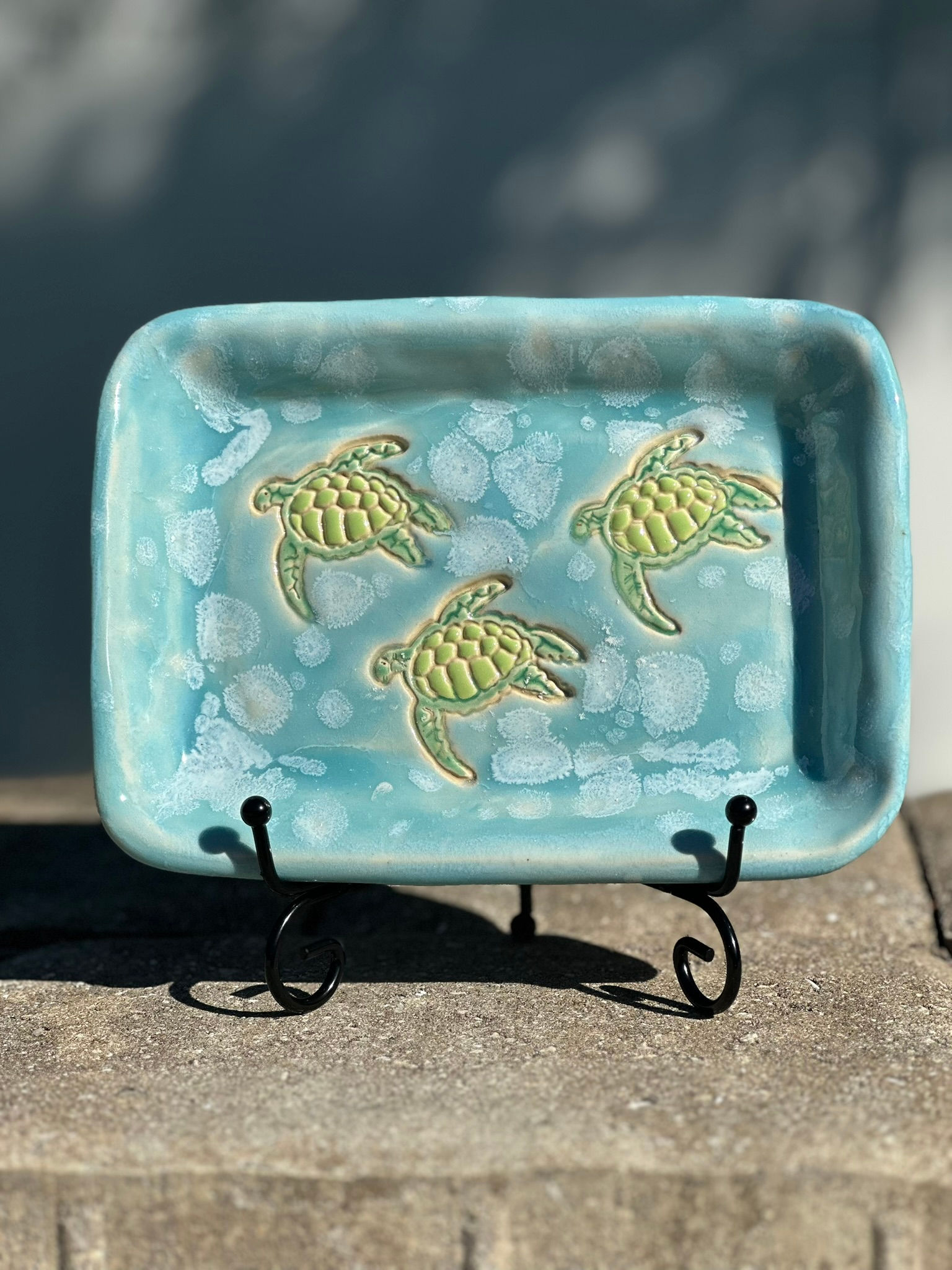 Turtles in the Ocean stoneware tray