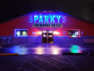 Our Sparky's Building Lit up at Night time