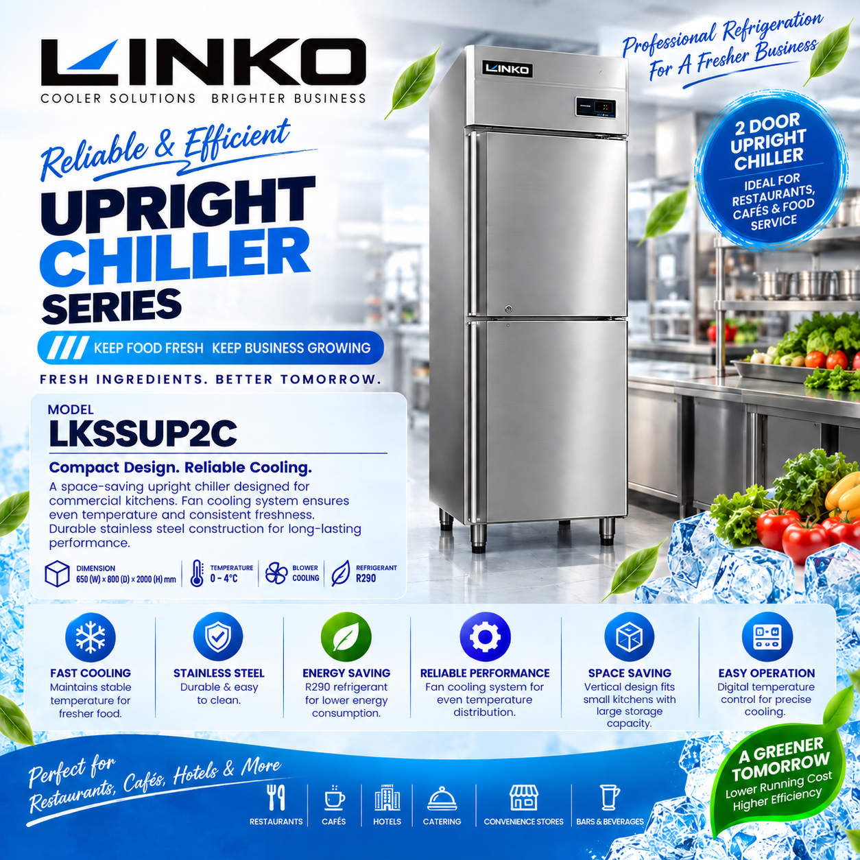 2 door upright chiller