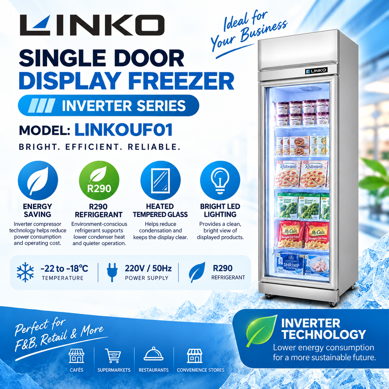 LINKO 1 door display freezer