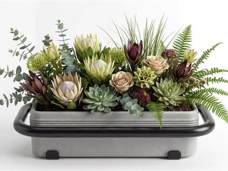 Outdoor grab rail with planter 