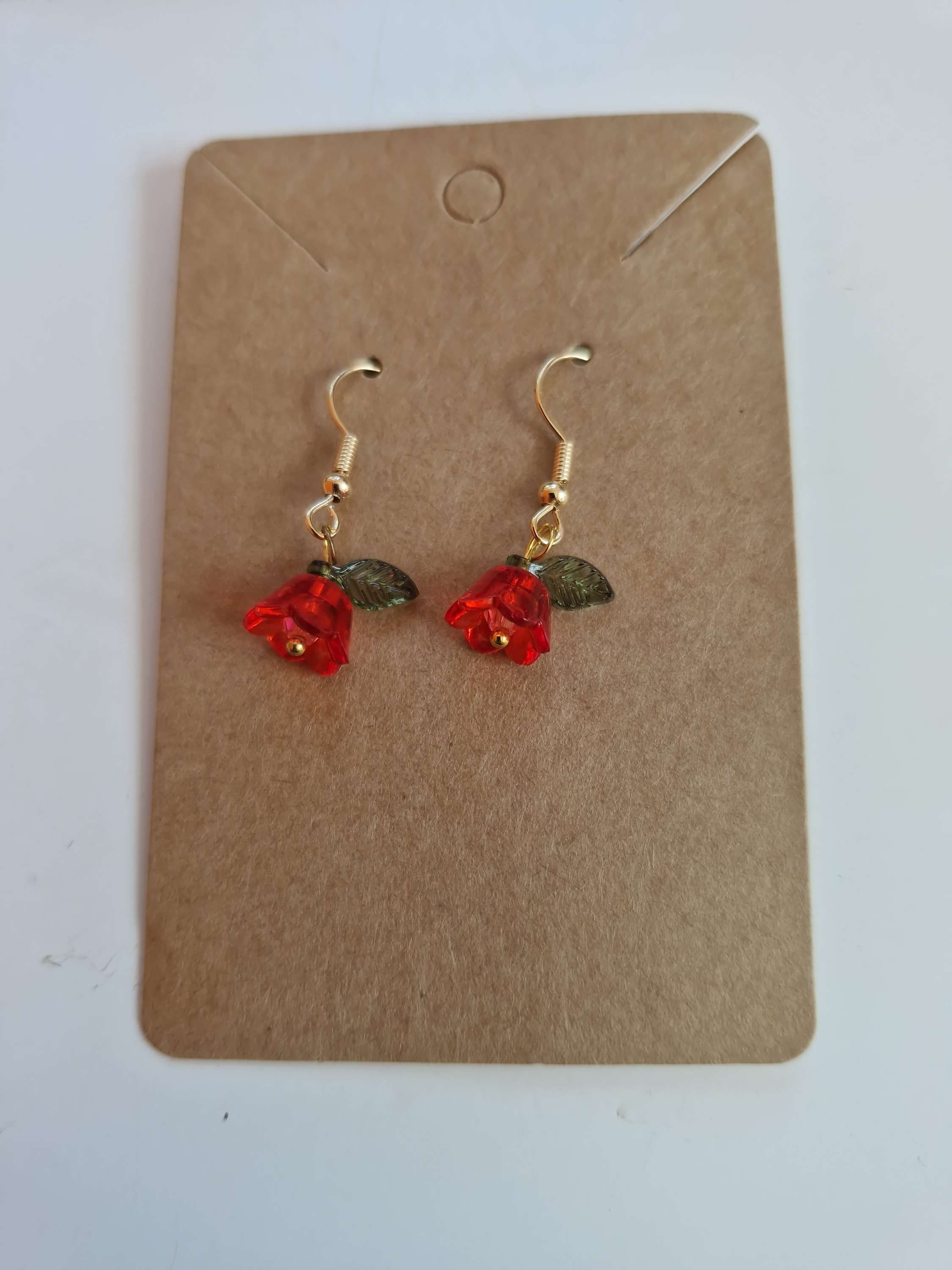 Red flower earrings