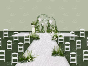 Hand-Drawn Sketch vs. Real Wedding Comparison. Side-by-side comparison of a hand-drawn wedding design sketch and the final real wedding execution, showcasing Ido Events’ custom wedding design process.