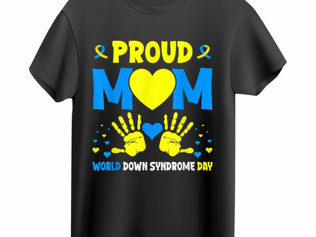 Proud Mom T21 World Down Syndrome Awareness Day Ribbon T-shirt