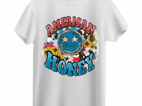 USA Flag American Honey Smiley Tee