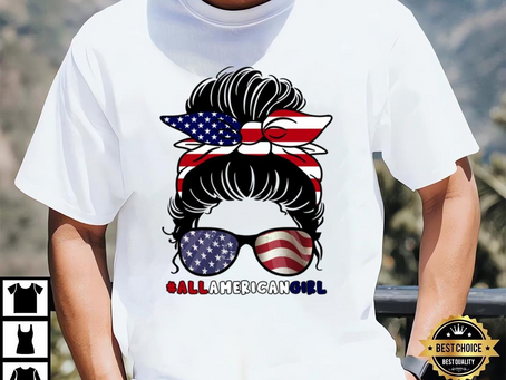 All American Girl USA Flag Sunglasses 4th Of July T-Shirt