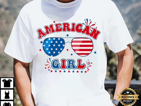 4th Of July Women Girls American Girl Family T-Shirt