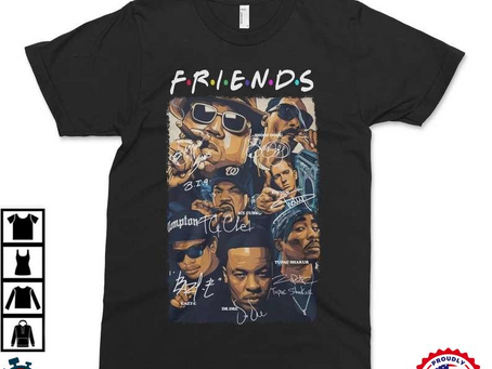 Friends Biggie Tupac Shakur Eazy-E Ice Cube Snoop Dogg Eminem Rapper T-Shirt