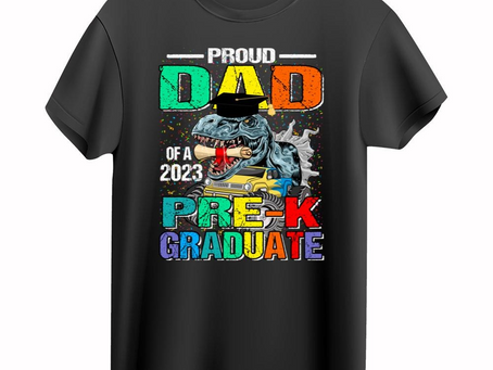 Proud Dad Of A 2023 Pre-K Graduate Dinosaur Monster Truck T-Shirt