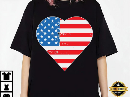 American Flag Heart 4th Of July T-Shirt