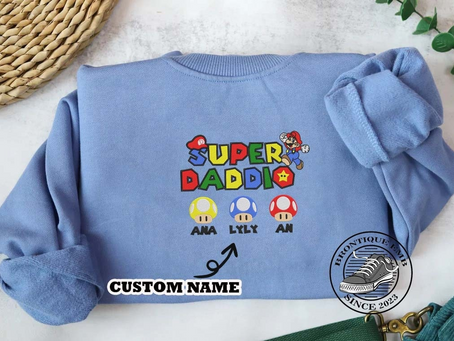 Custom Super Daddio Embroidered Sweatshirt, Father’s Day Embroidered Sweatshirt