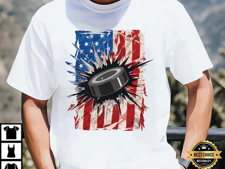 Ice Hockey USA Flag Tee