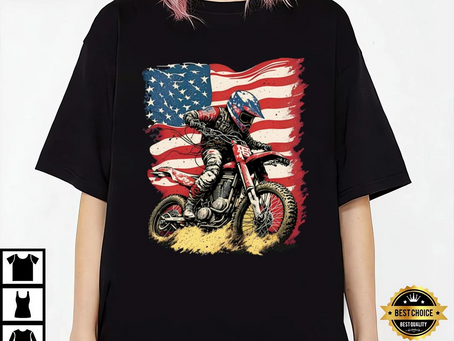 American Flag Dirt Bike Motocross 4th Of July T-Shirt