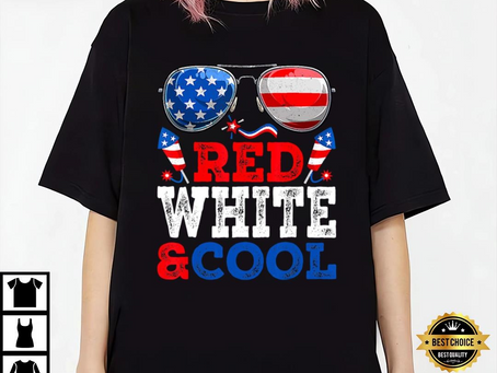Red White And Cool Firework Sunglasses Tee