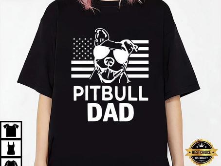 Dog Dad T-Shirt – American Flag Pitbull Lover