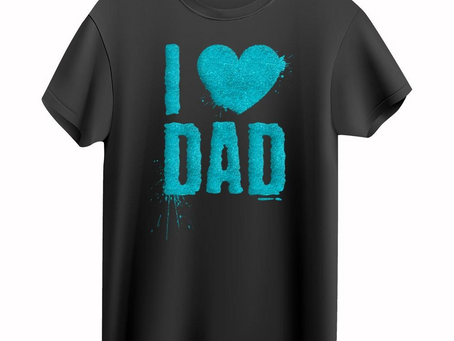 Teal Glitter I Love Heart Dad for Father’s Day T-Shirt