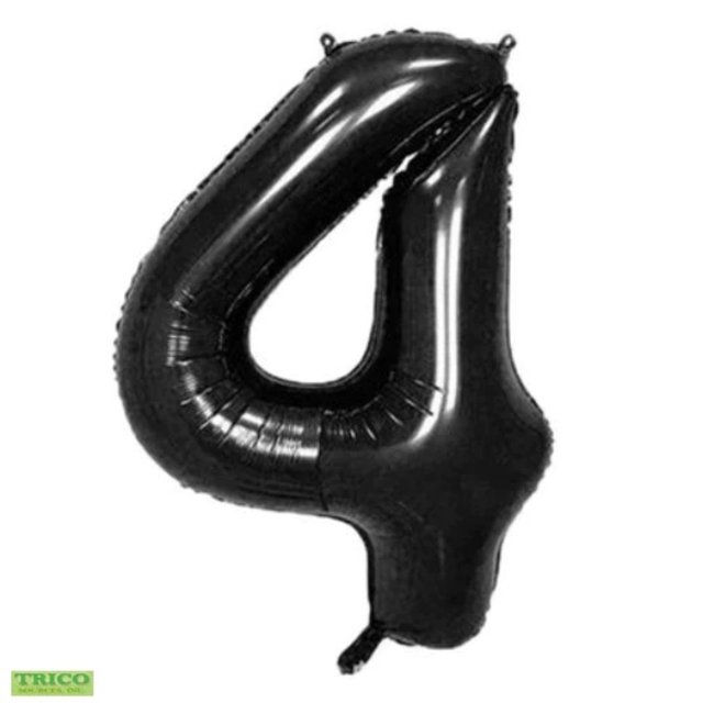 34" Black Number 4 Mylar Balloon