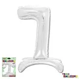 26" Silver Number 7 Mylar Balloon with Stand