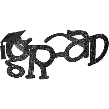 GRAD Shaped Plastic Glasses - Black Glittered
