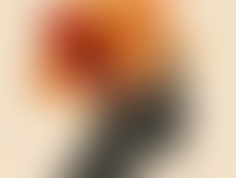 Silhouette of a head with overlapping orange and red circles above it, suggesting abstract thought on a beige background.