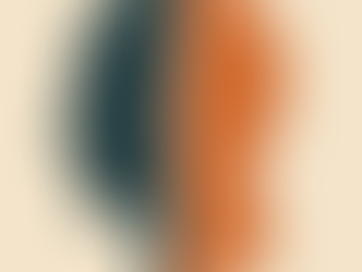 Silhouette of a head split into two sections, dark blue and orange, with a jagged line down the middle, on a beige background.